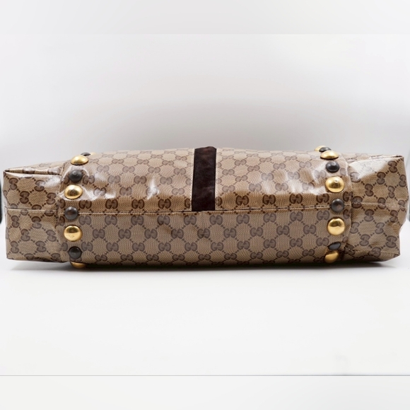 CE16 💖 GUCCI GG Crystal Canvas Babouska Heart Stud Fringe Tote Bag - Picture 11 of 13